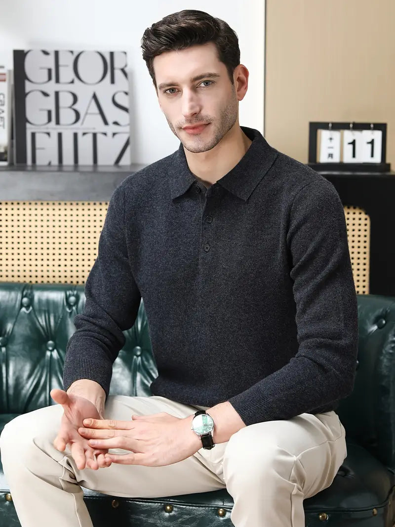 Dark Knit Polo Sweater