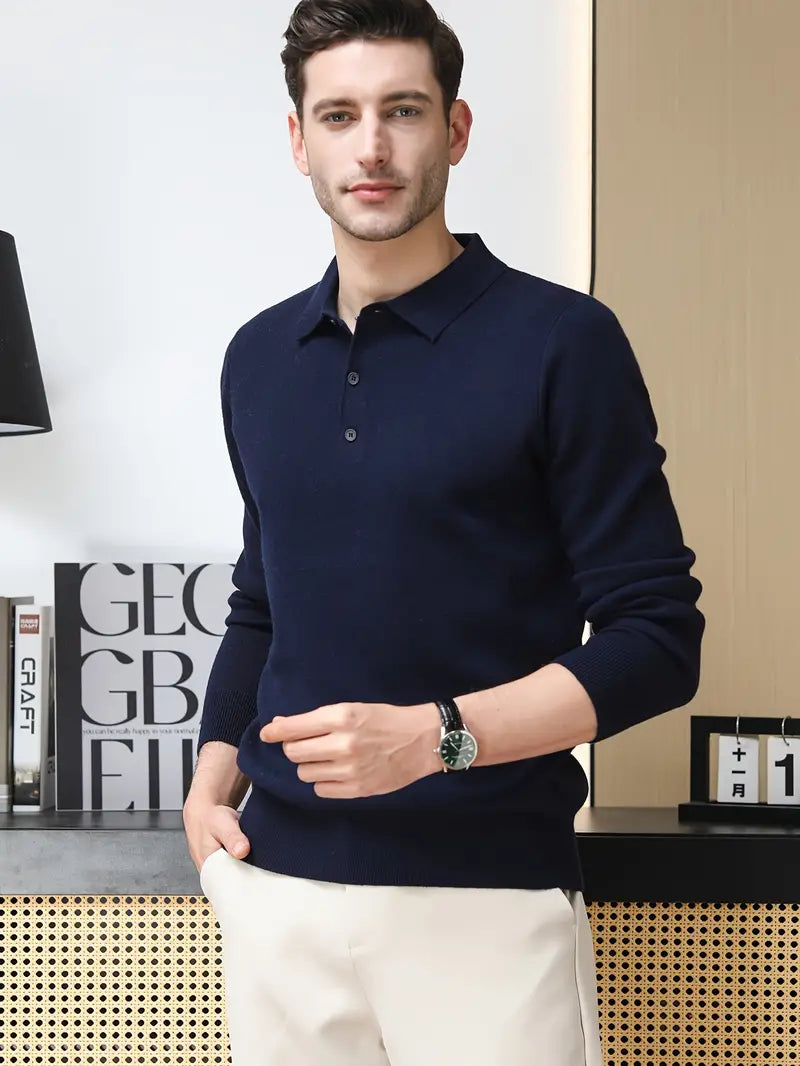 Dark Knit Polo Sweater