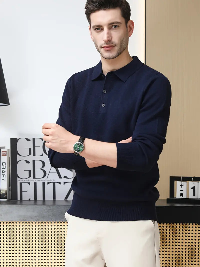 Dark Knit Polo Sweater