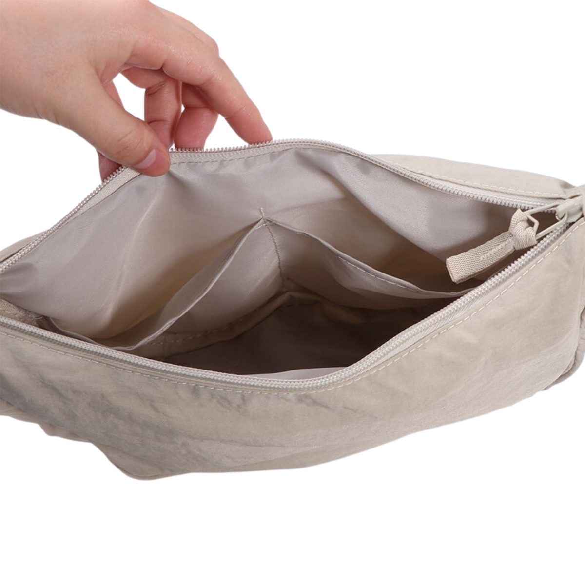 Beige Crescent Crossbody Bag