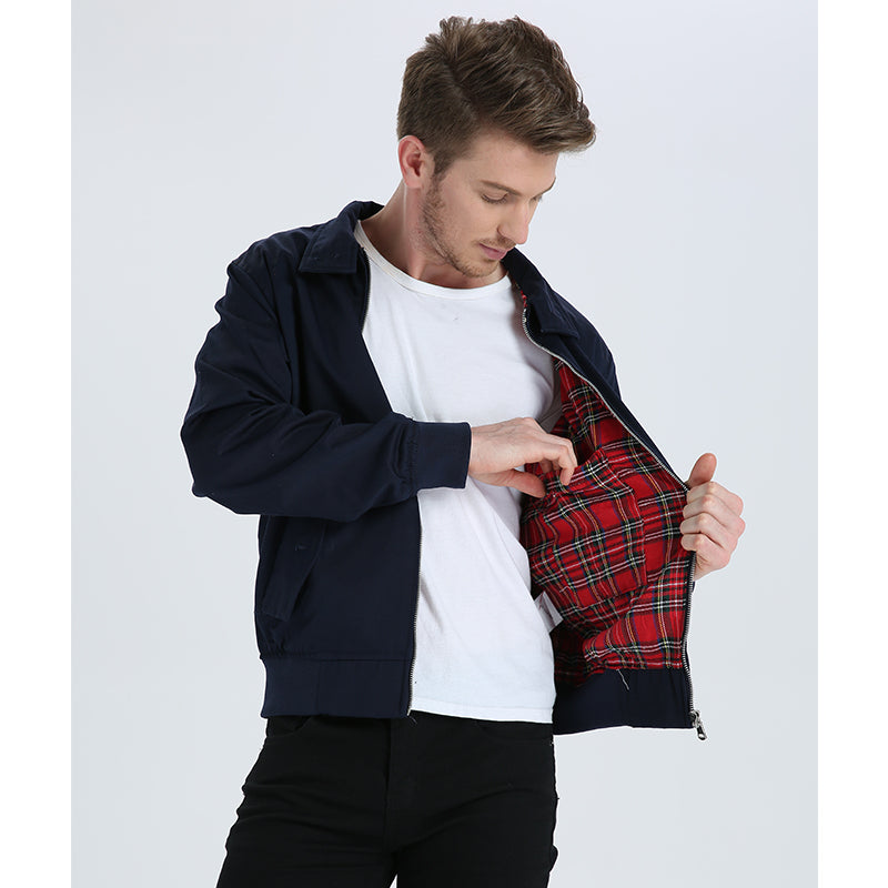 Men's Classic Bomber Jacket with Plaid Lining
