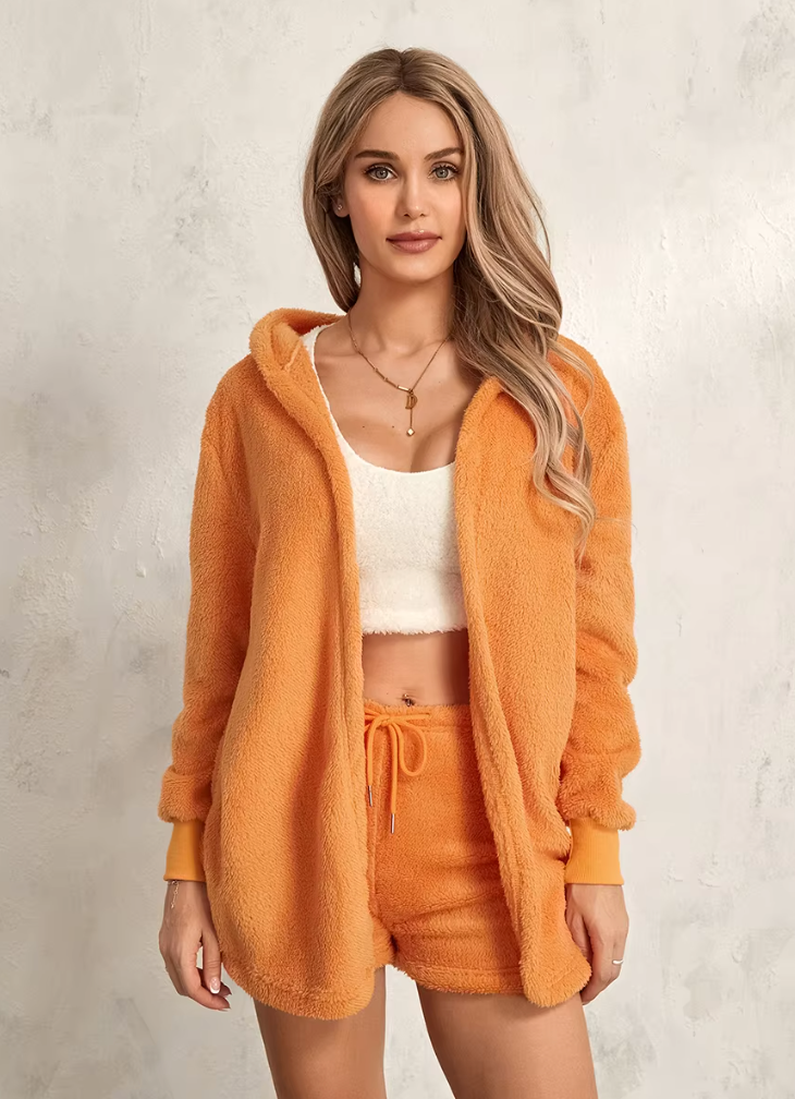 Fuzzy Hooded Loungewear Set
