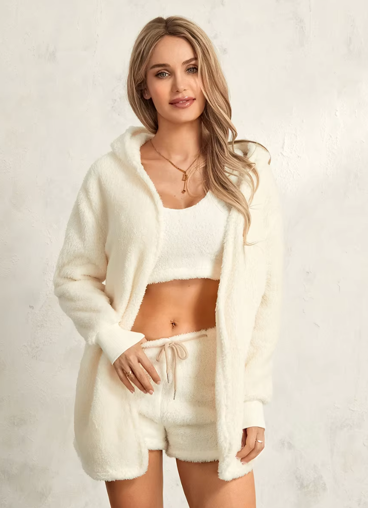 Fuzzy Hooded Loungewear Set
