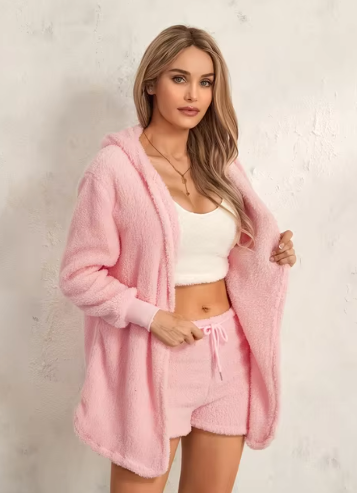 Fuzzy Hooded Loungewear Set