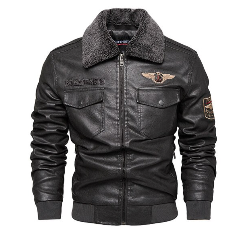 Men's PU Leather Aviator Jacket