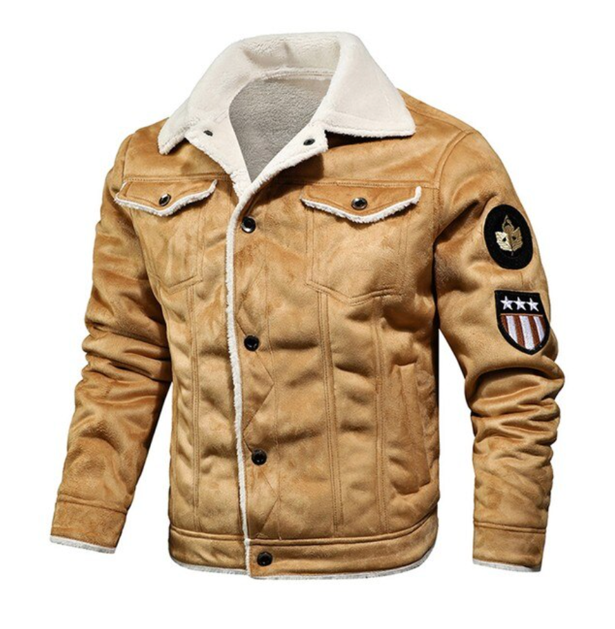 Men's Vintage Faux Leather Shearling Jacket
