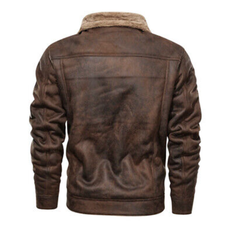 Men's Vintage Faux Leather Shearling Jacket