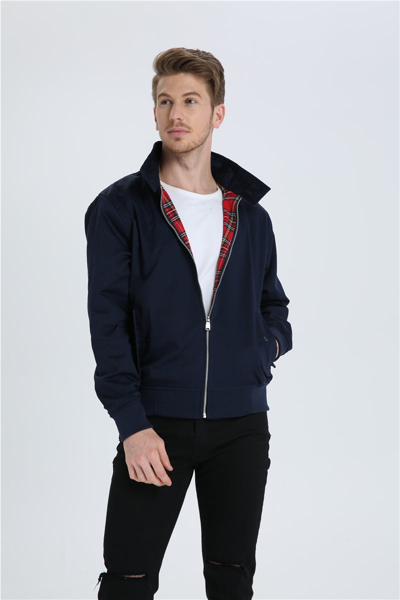 Men's Classic Bomber Jacket with Plaid Lining