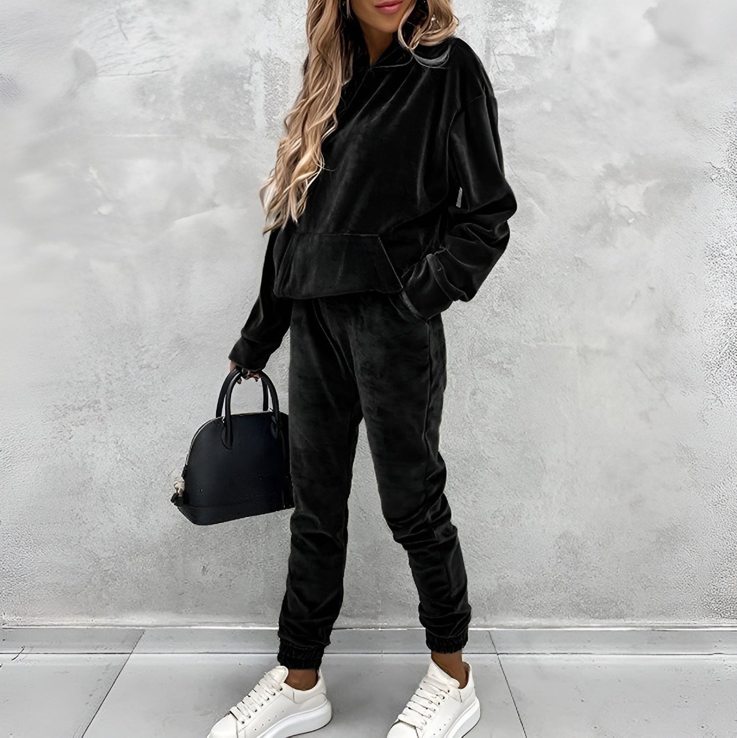 Velour Hoodie Jogger Set