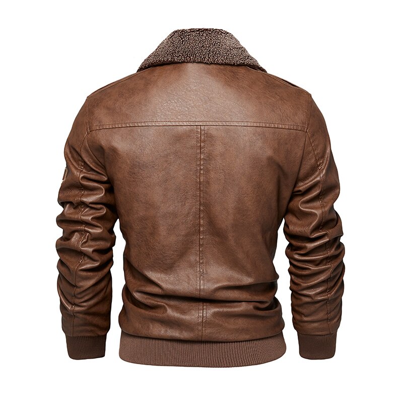 Men's PU Leather Aviator Jacket