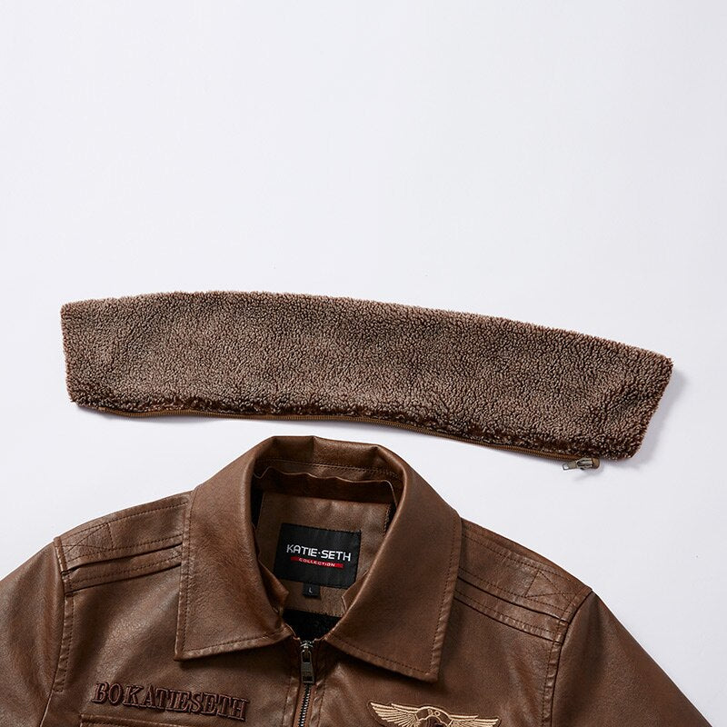 Men's PU Leather Aviator Jacket