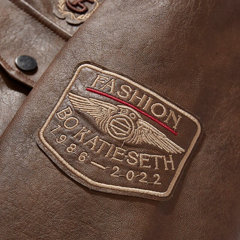 Men's PU Leather Aviator Jacket