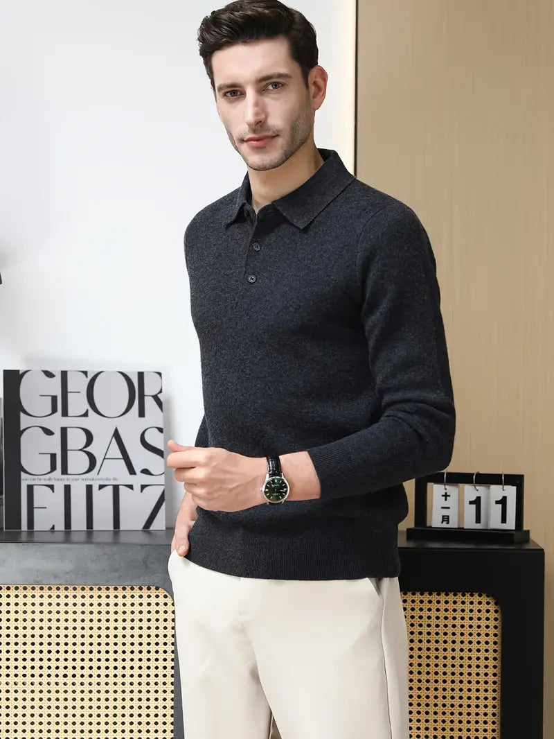 Dark Knit Polo Sweater