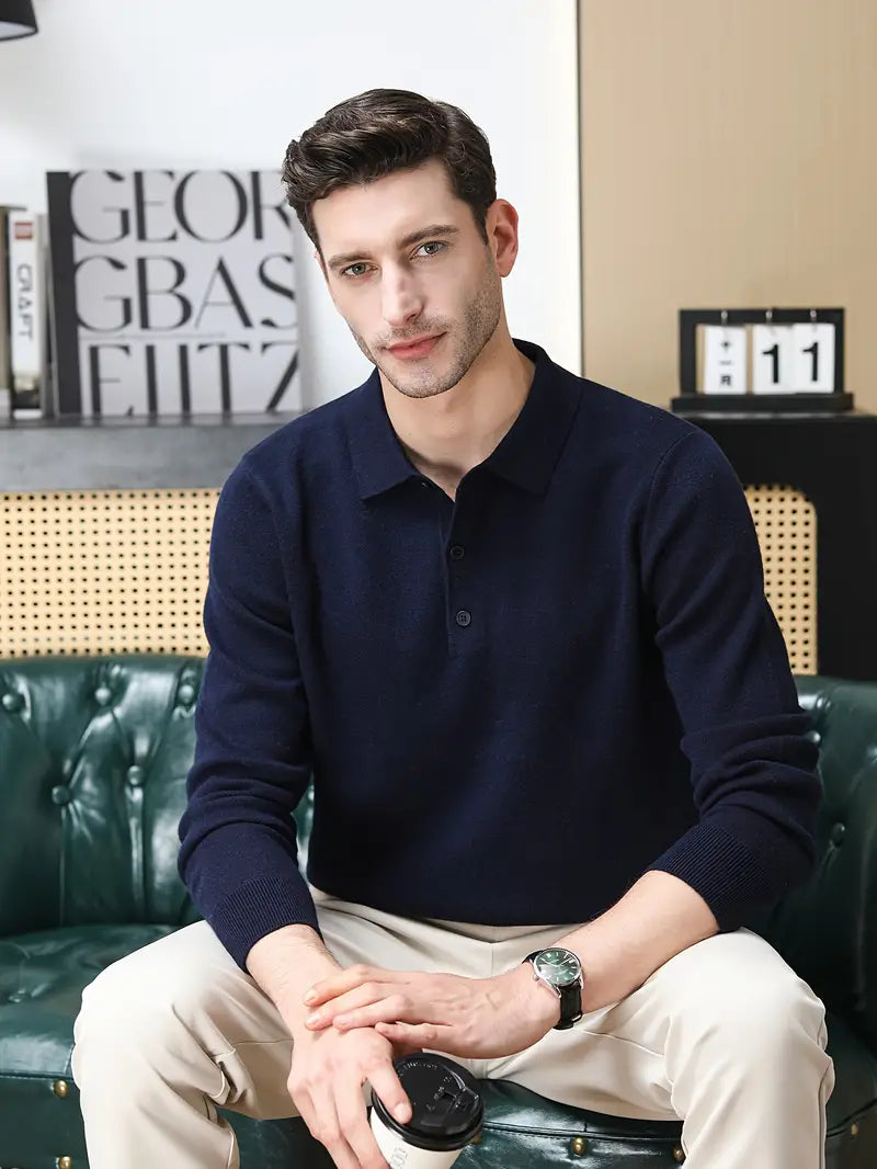 Dark Knit Polo Sweater
