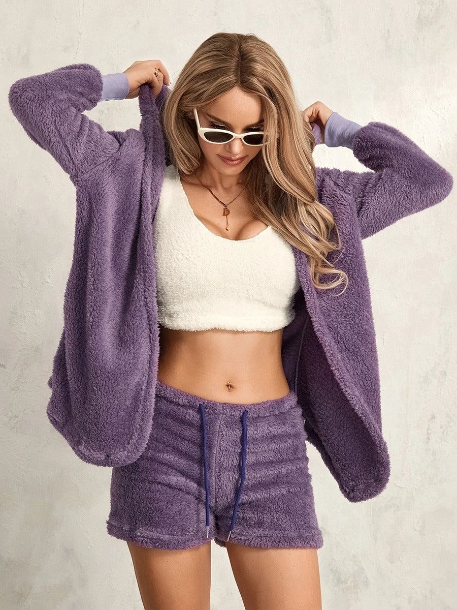Fuzzy Hooded Loungewear Set